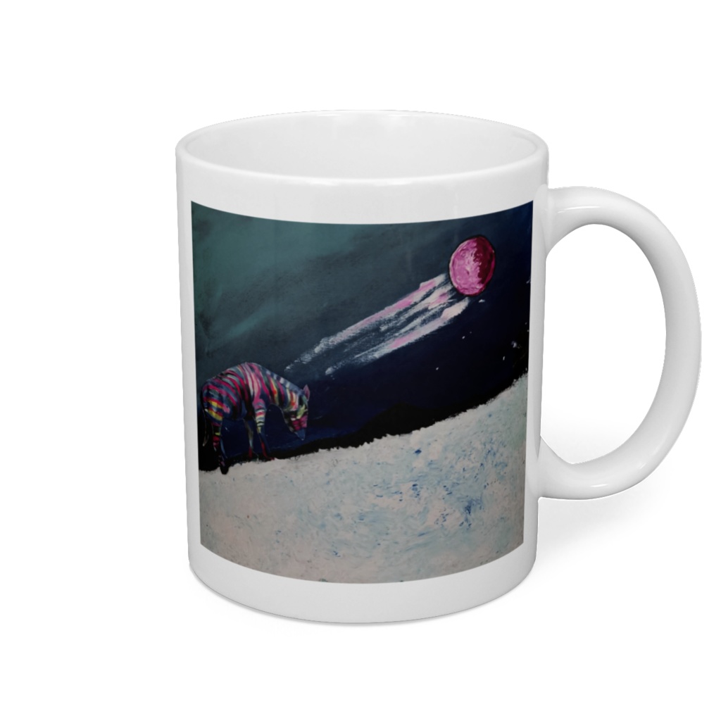 雪景色とレインボージブラ　マグカップ　直径８㎝×高さ9.5㎝