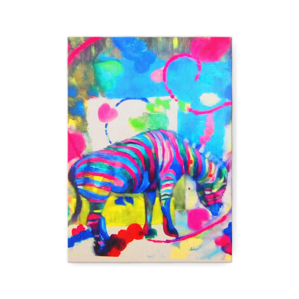 しまうまとバラ　複製画　油絵　カルチャー芸術展第２回入選の複製