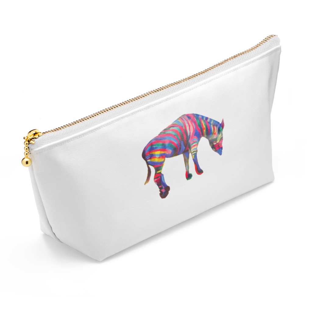 タヒチとレインボージブラ ポーチ 21.5センチ×高さ10センチ ホワイト