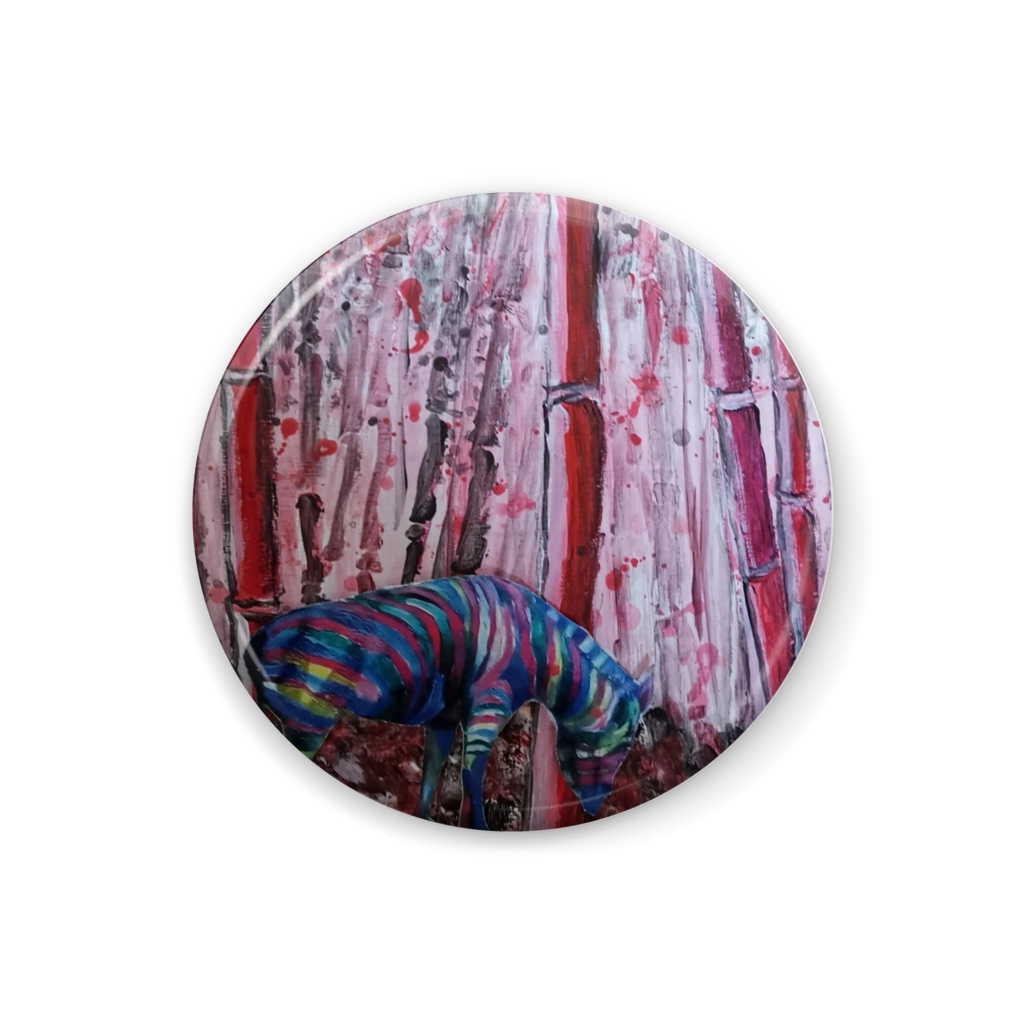 缶バッジ　32ミリ　神秘な竹林とレインボージブラ