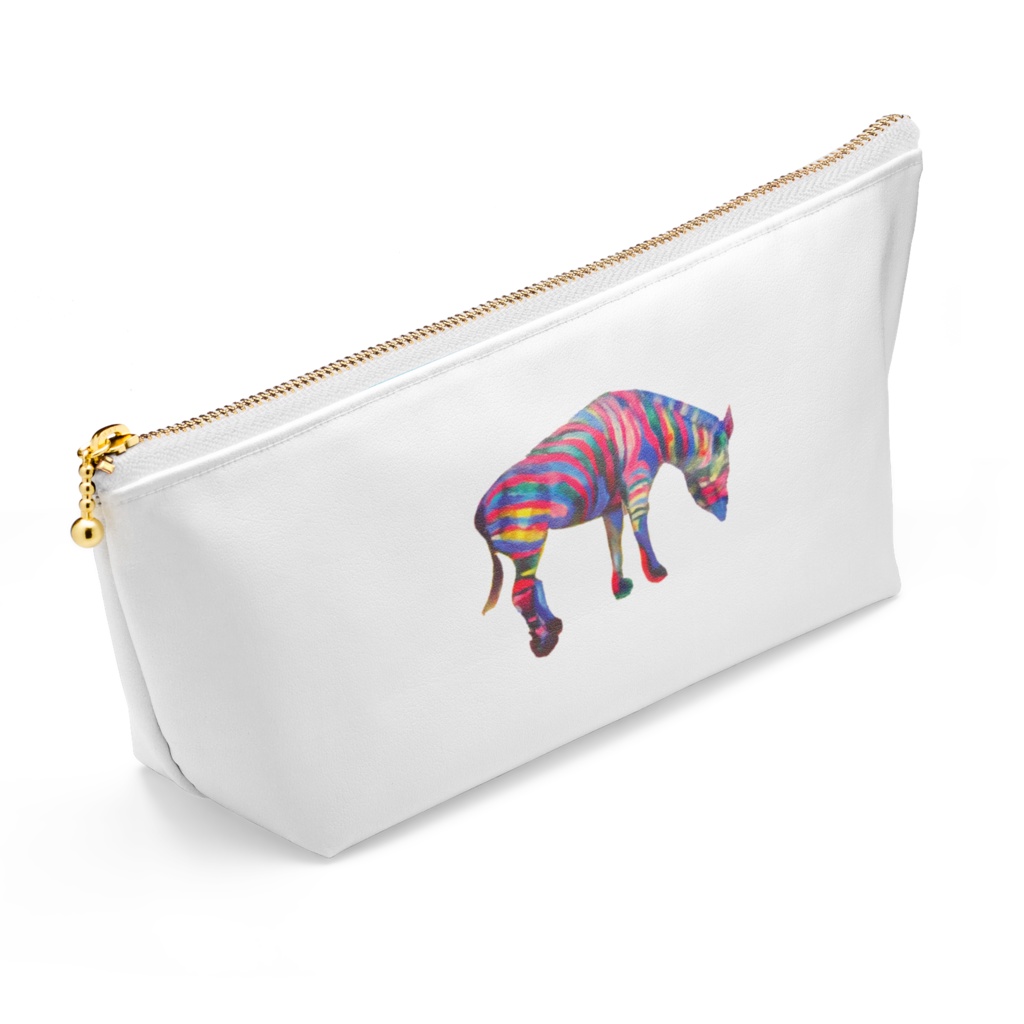 ポーチ 長さ21.5cm / 高さ10cm - ホワイト サハラ沙漠とレインボージブラ