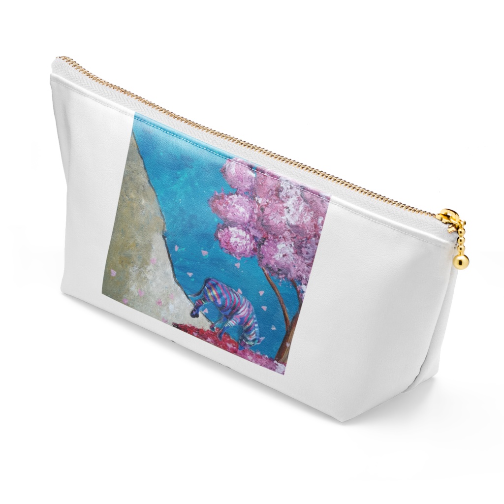 海桜とレインボージブラ ポーチ - 長さ21.5cm / 高さ10cm - ホワイト