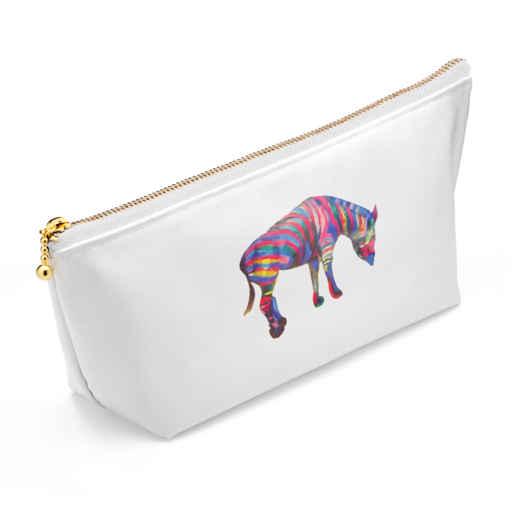 海桜とレインボージブラ ポーチ - 長さ21.5cm / 高さ10cm - ホワイト