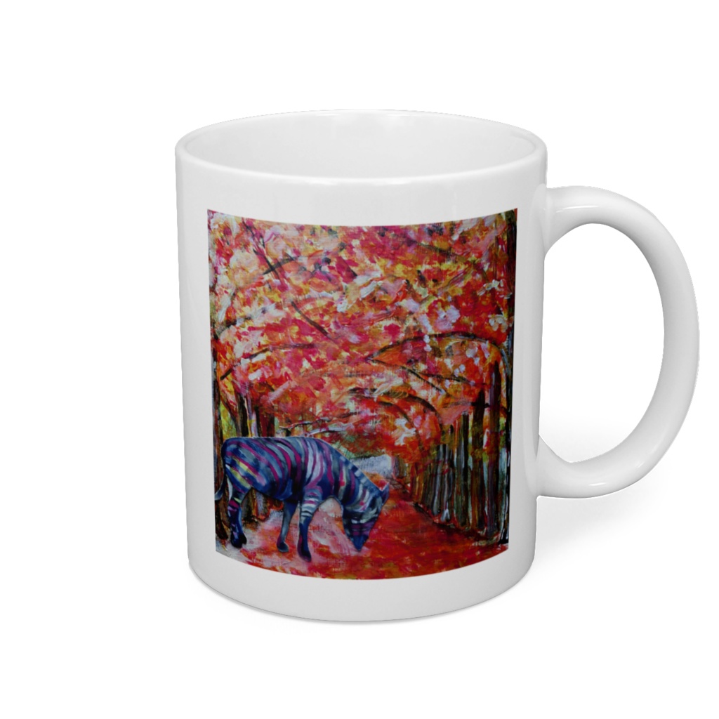 マグカップ - 直径 8 cm / 高さ 9.5 cm 紅葉（並木）とレインボージブラ