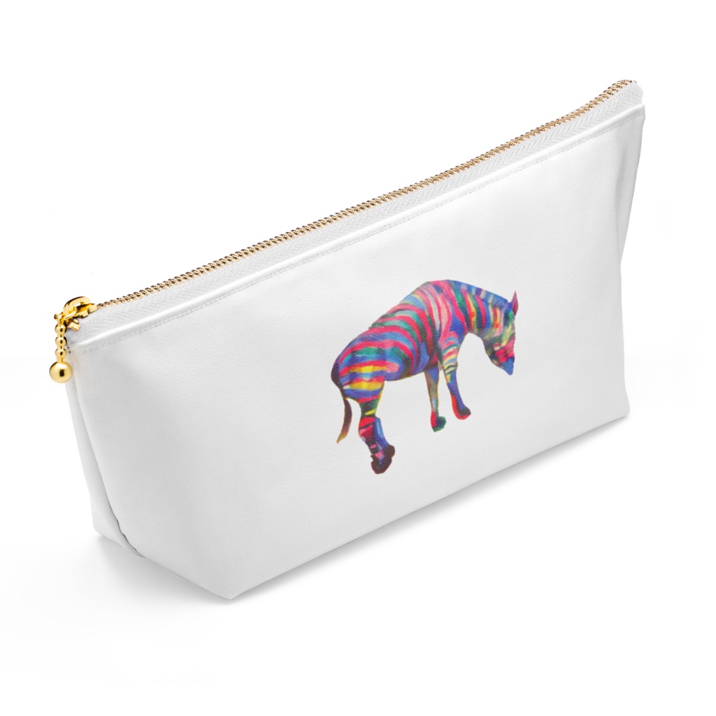 オランダの風車とレインボージブラ ポーチ 長さ21.5 高さ10㎝ ホワイト