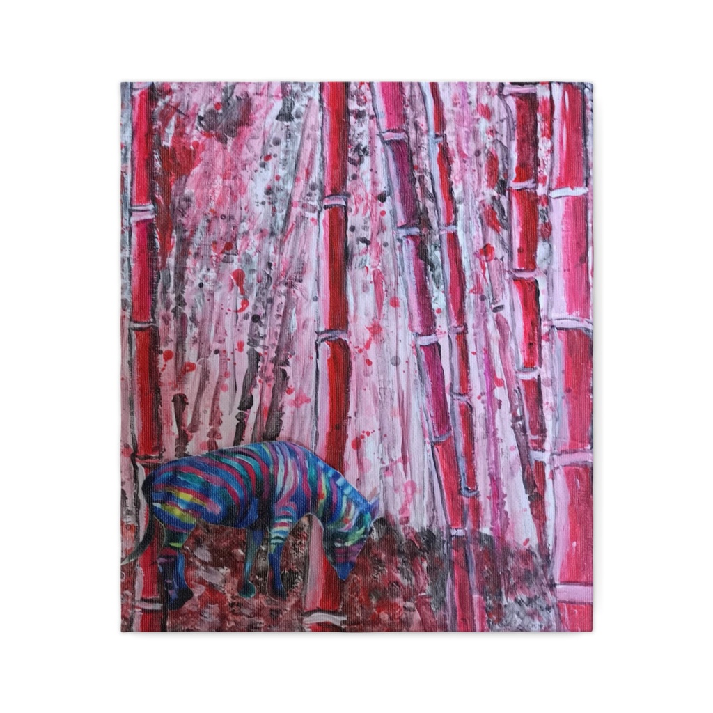 神秘な竹とレインボージブラ　キャンバス　F１０　アクリル画の複製画