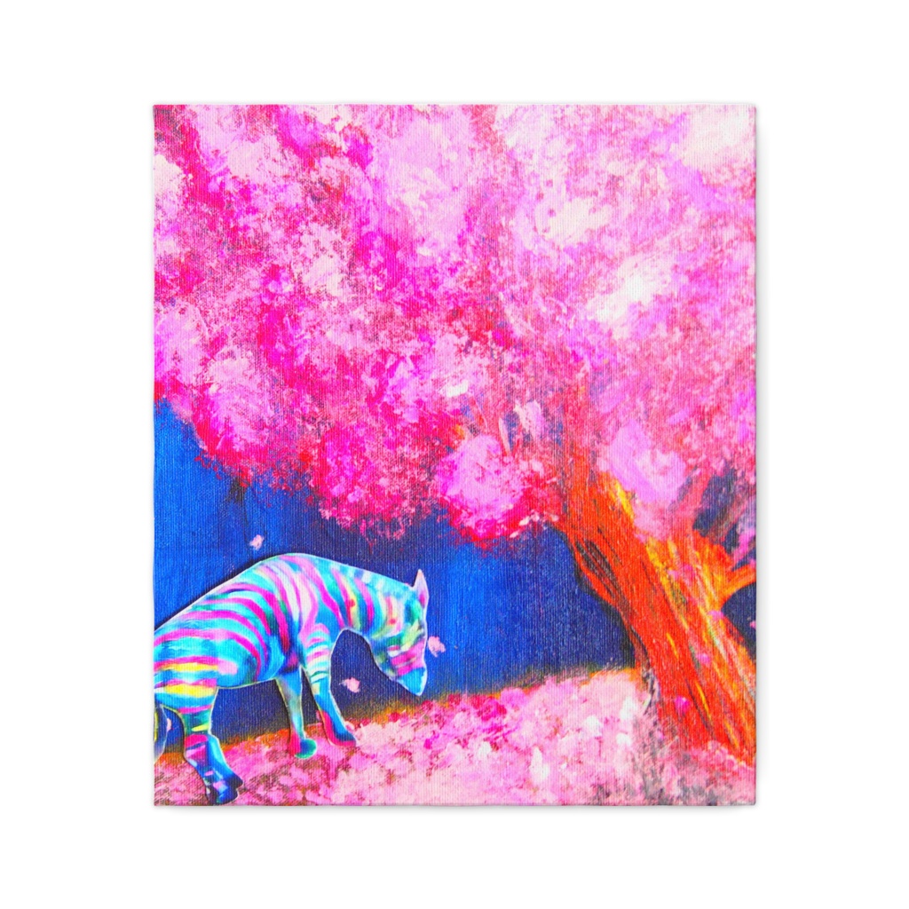 レインボージブラと夜桜　キャンバス　F１０　アクリル画の複製画