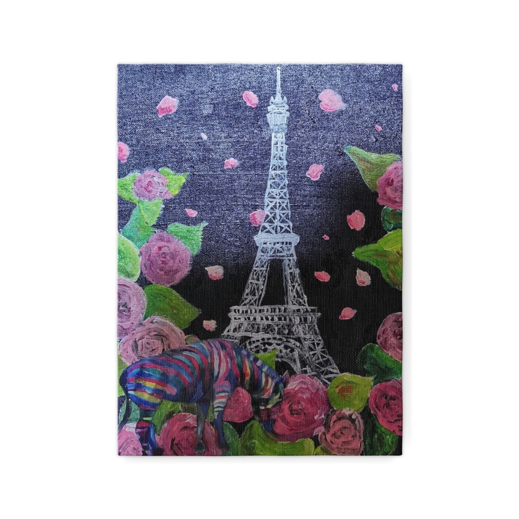 エッフェル塔とレインボージブラ　キャンバス　F４　アクリル画　複製画