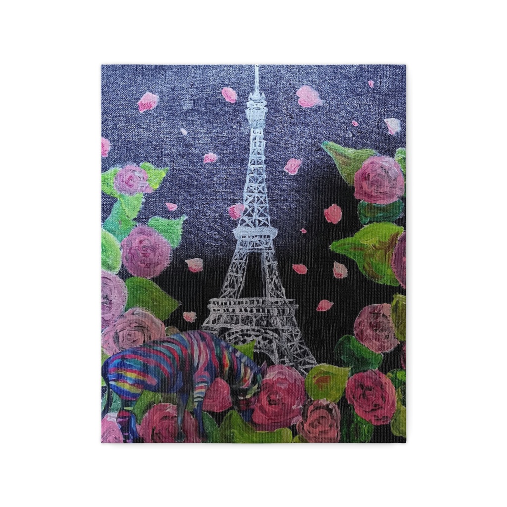 エッフェル塔とレインボージブラ　キャンバス　F３　アクリル画　複製画