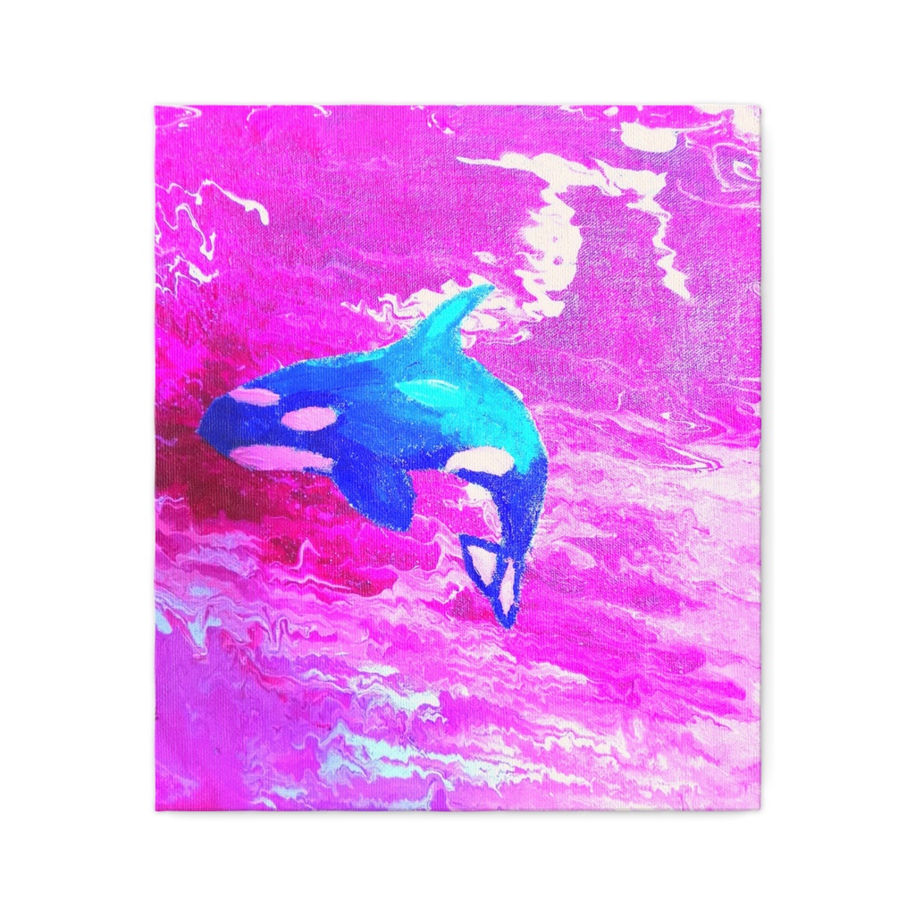 シャチの躍動　キャンバスF１０　アクリル画　複製画