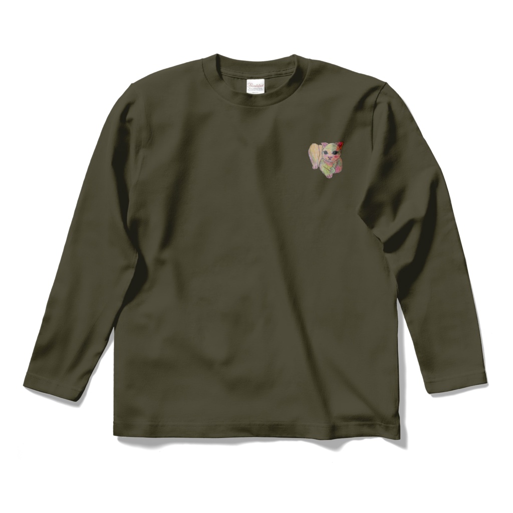 ロングスリープTシャツ いいね猫 黒 濃色