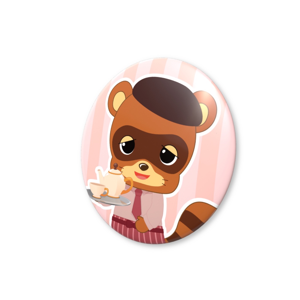 動物占い®缶バッジ カフェ -たぬき-