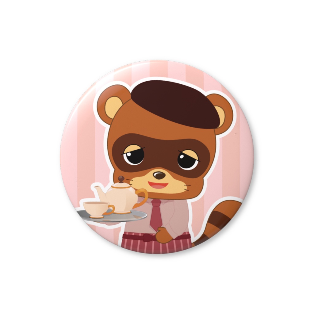 動物占い®缶バッジ カフェ -たぬき-