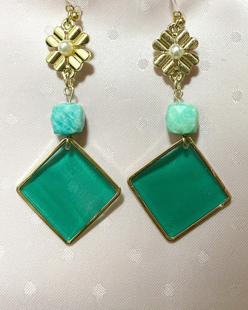 新緑 アマゾナイトのノンホールピアス