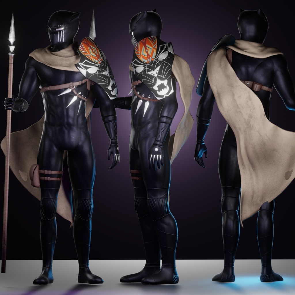 Black Panther VRChat 3D Model + Unity package + Color Variants