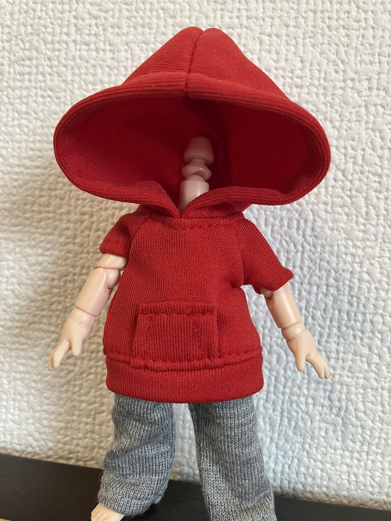 オビツ11  シンプルな半袖パーカー　red