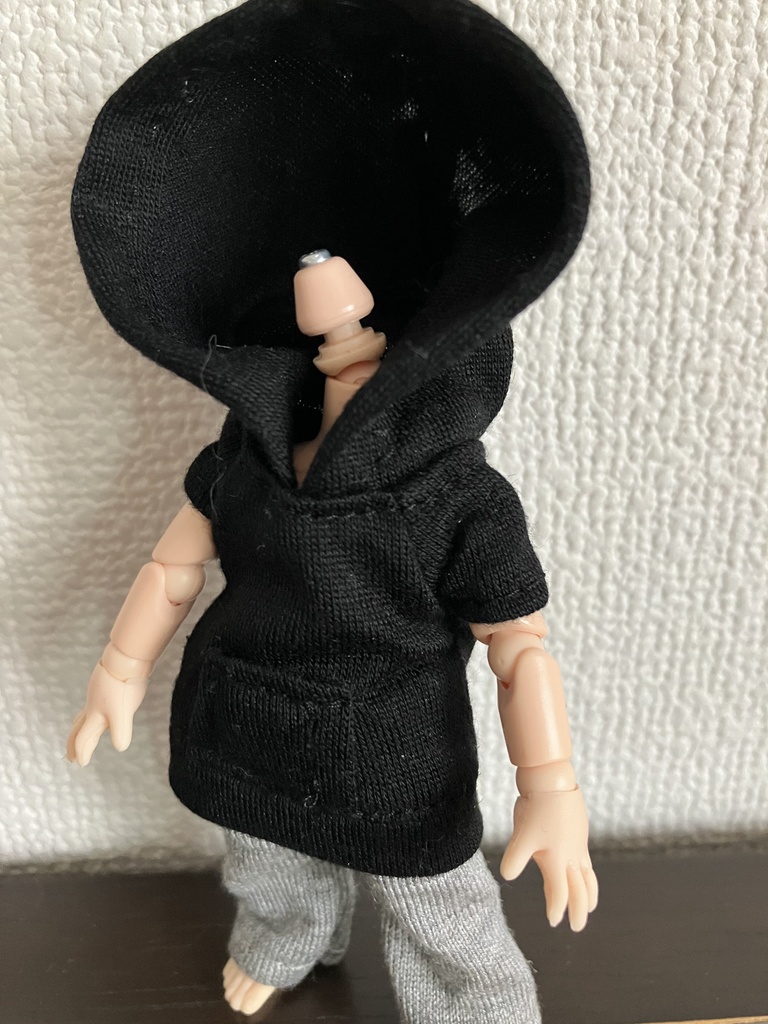 オビツ11  シンプルな半袖パーカー　black