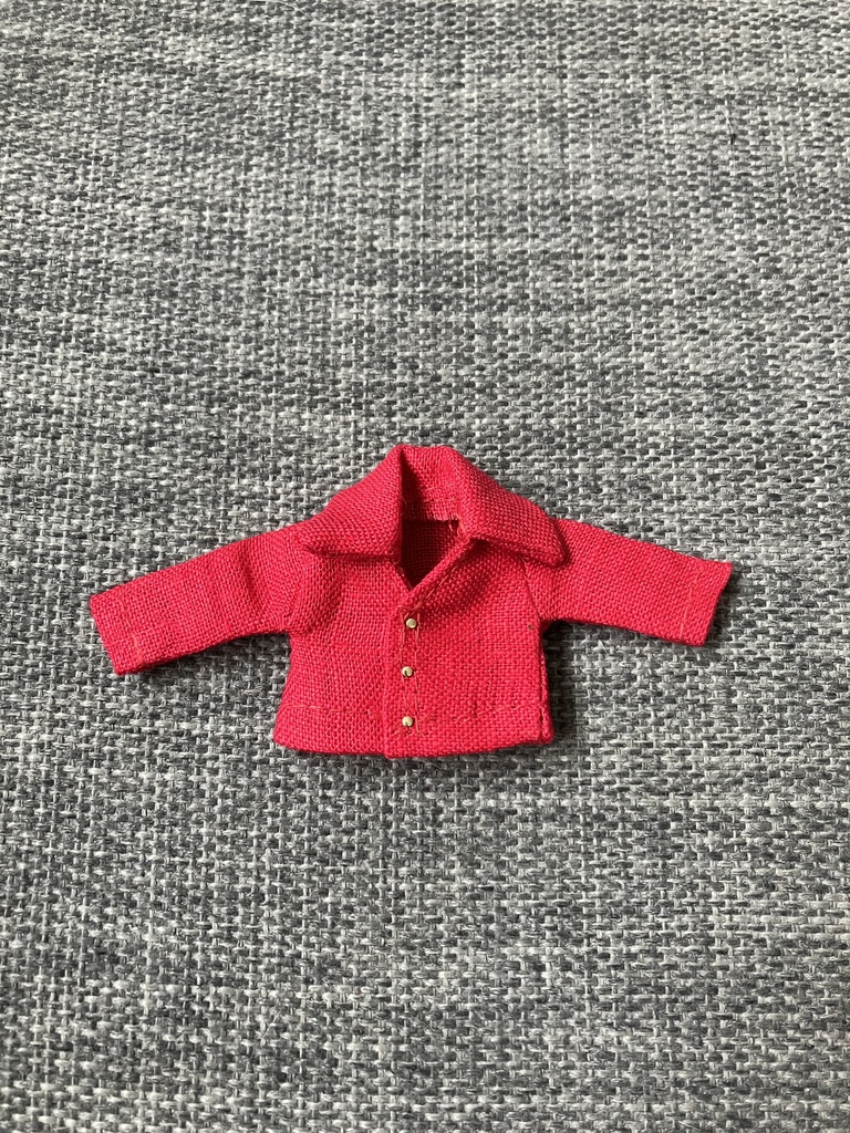 オビツ11  上質な麻のVネックの長袖シャツ　red