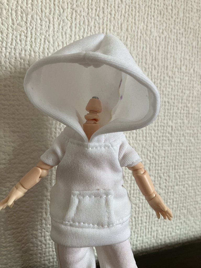 オビツ11  シンプルな半袖パーカー　white