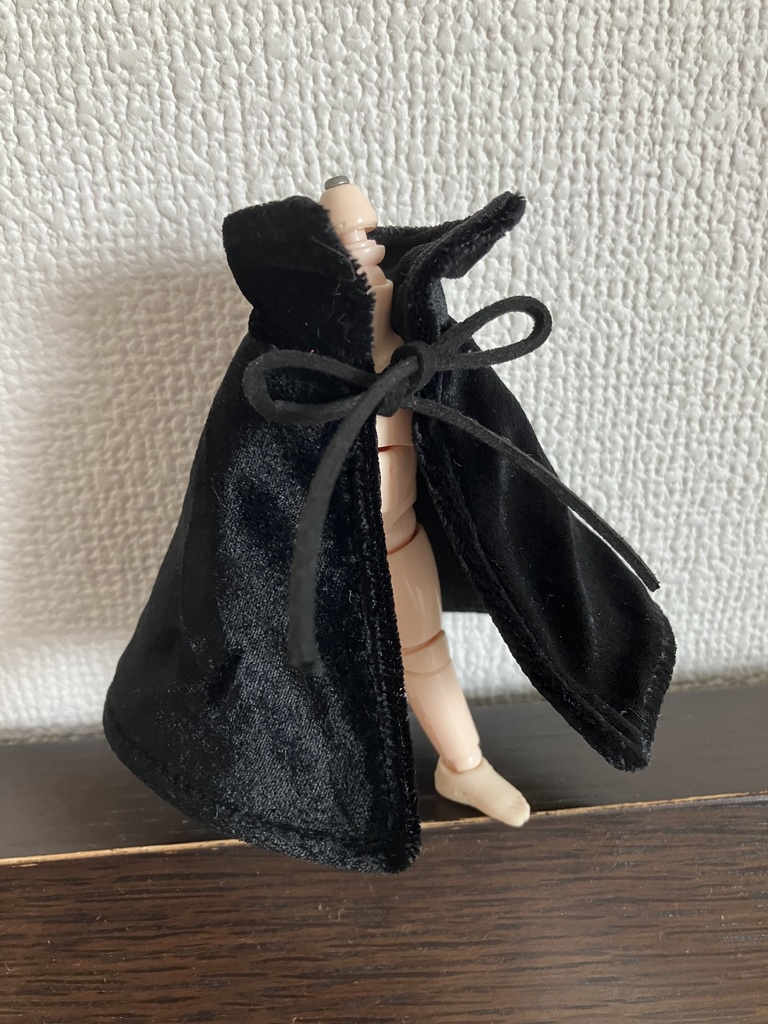 オビツ11  ベルベットのマント　black