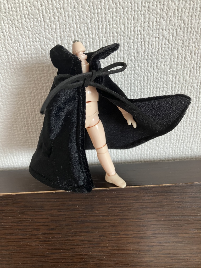 オビツ11  ベルベットのマント　black