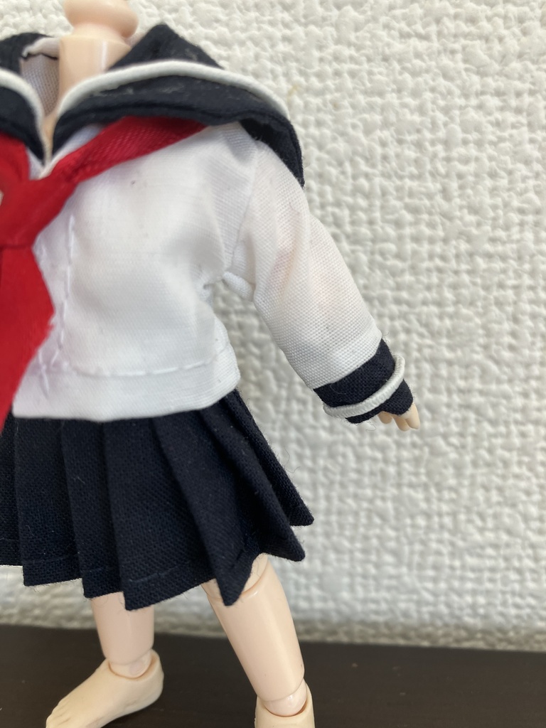 オビツ11  セーラー服3点セット　白×ネイビー