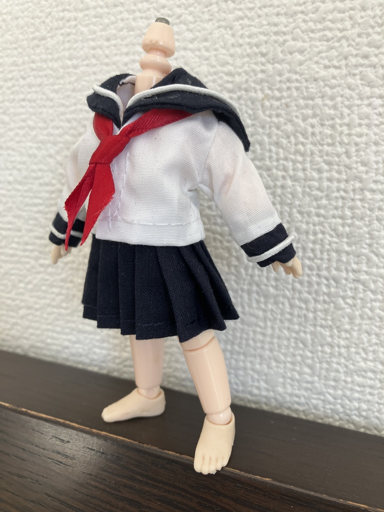 オビツ11  セーラー服3点セット　白×ネイビー