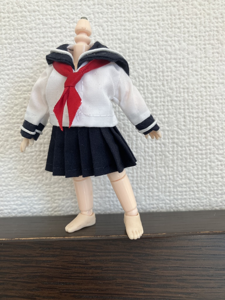 オビツ11  セーラー服3点セット　白×ネイビー