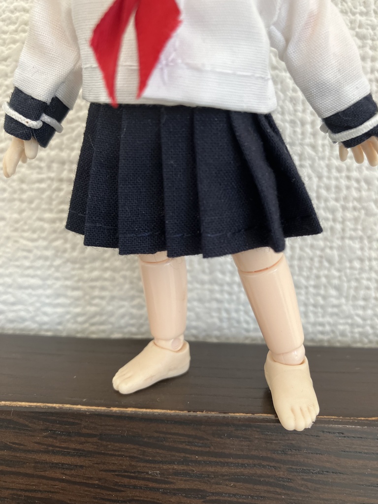 オビツ11  セーラー服3点セット　白×ネイビー
