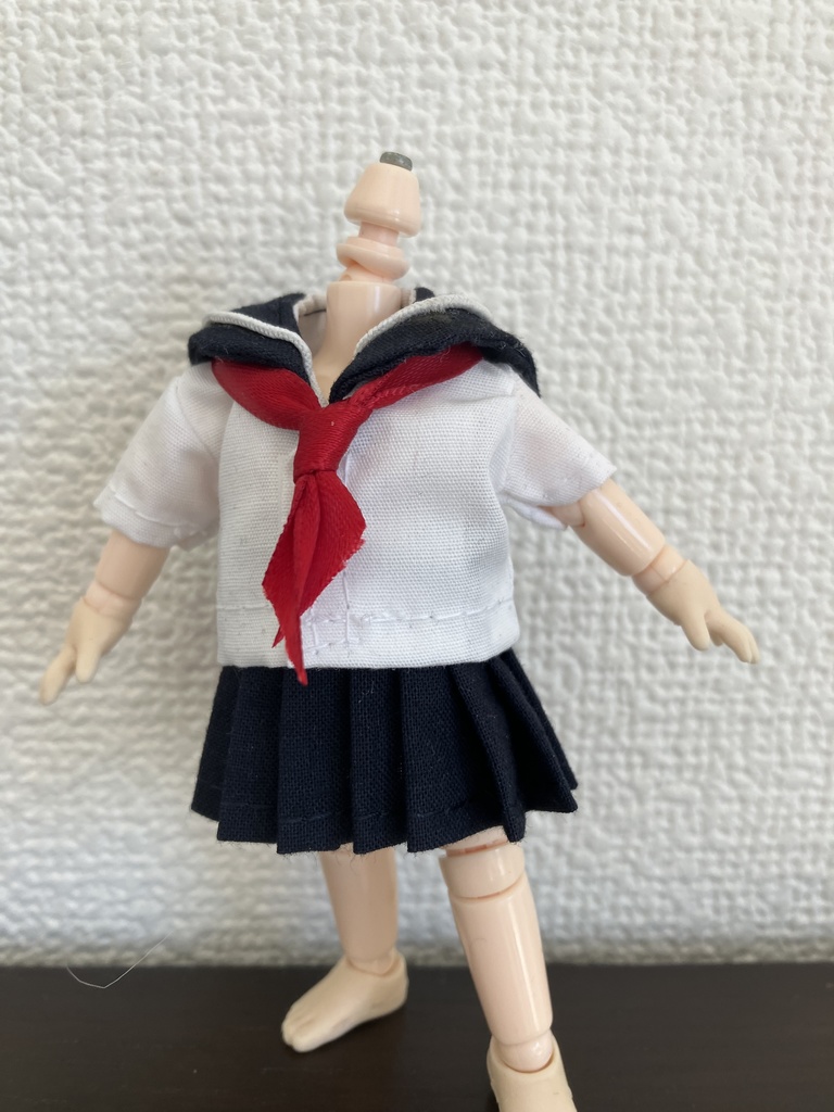 オビツ11  セーラー服3点セット　白×紺