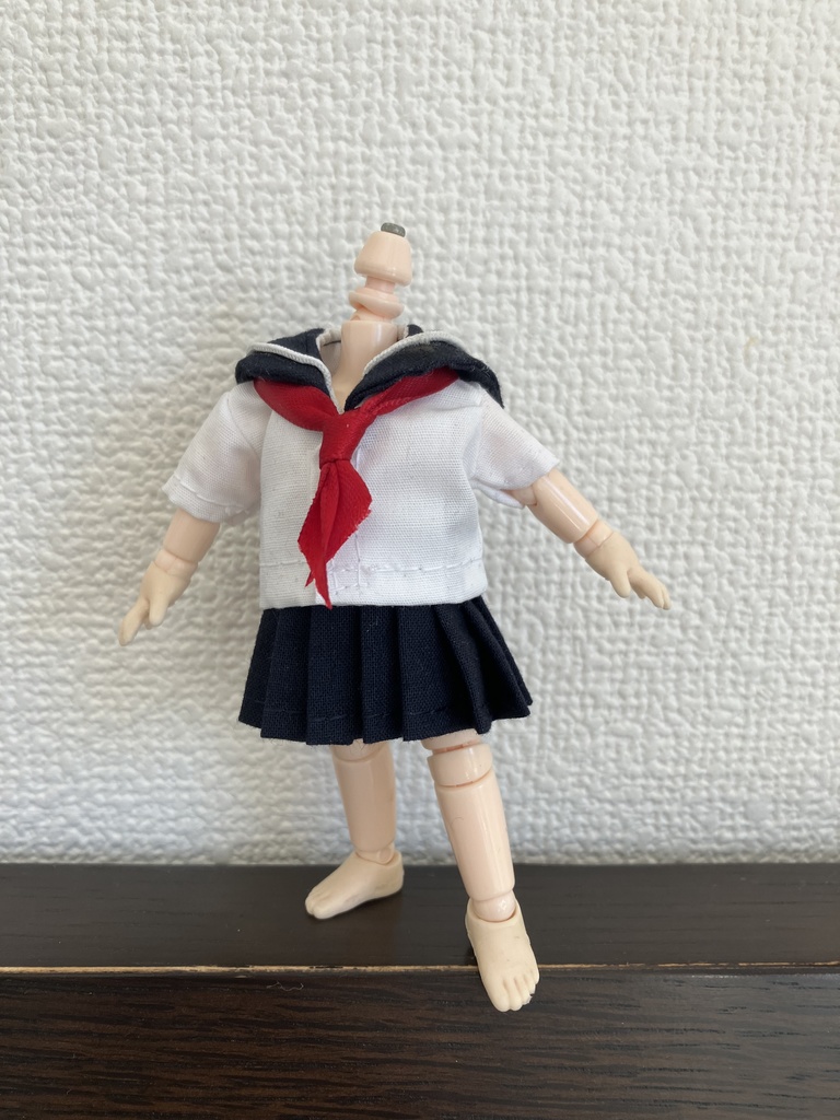 オビツ11  セーラー服3点セット　白×紺