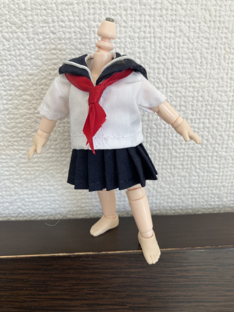 オビツ11  セーラー服3点セット　白×紺