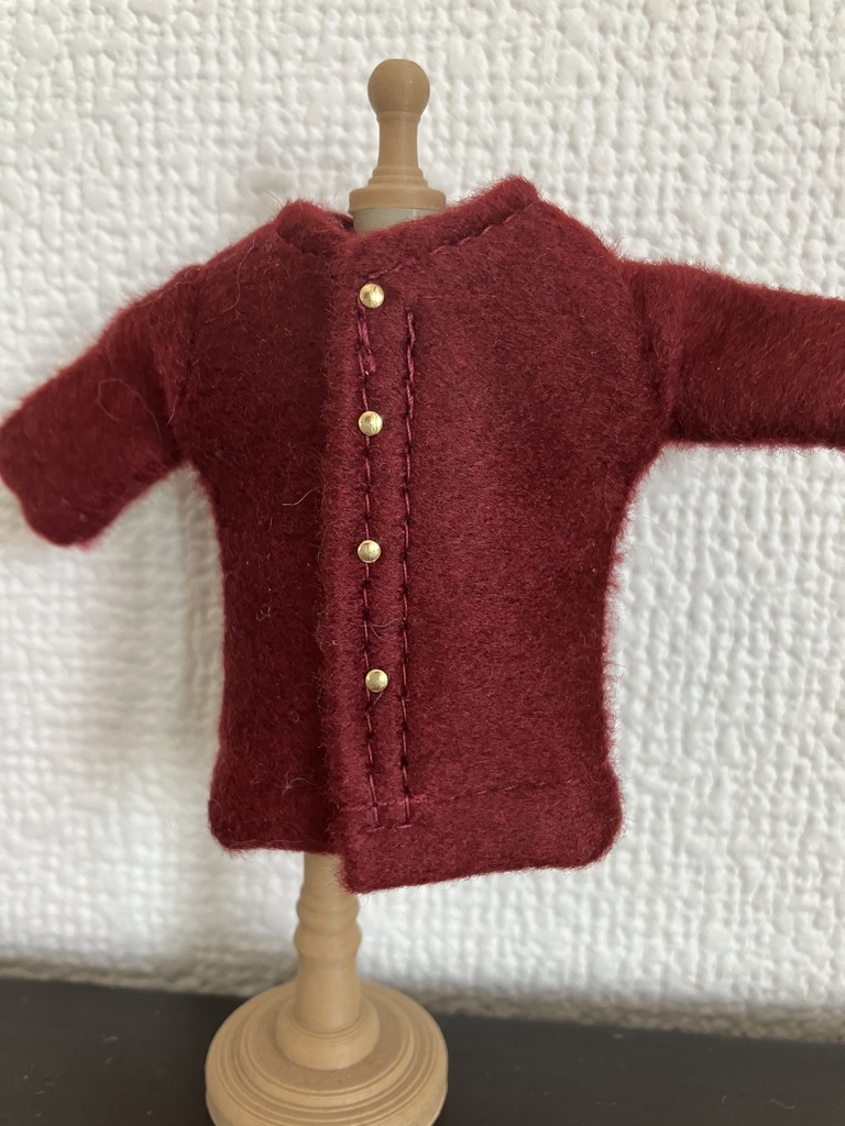 オビツ11  woolのコート　ワインレッド