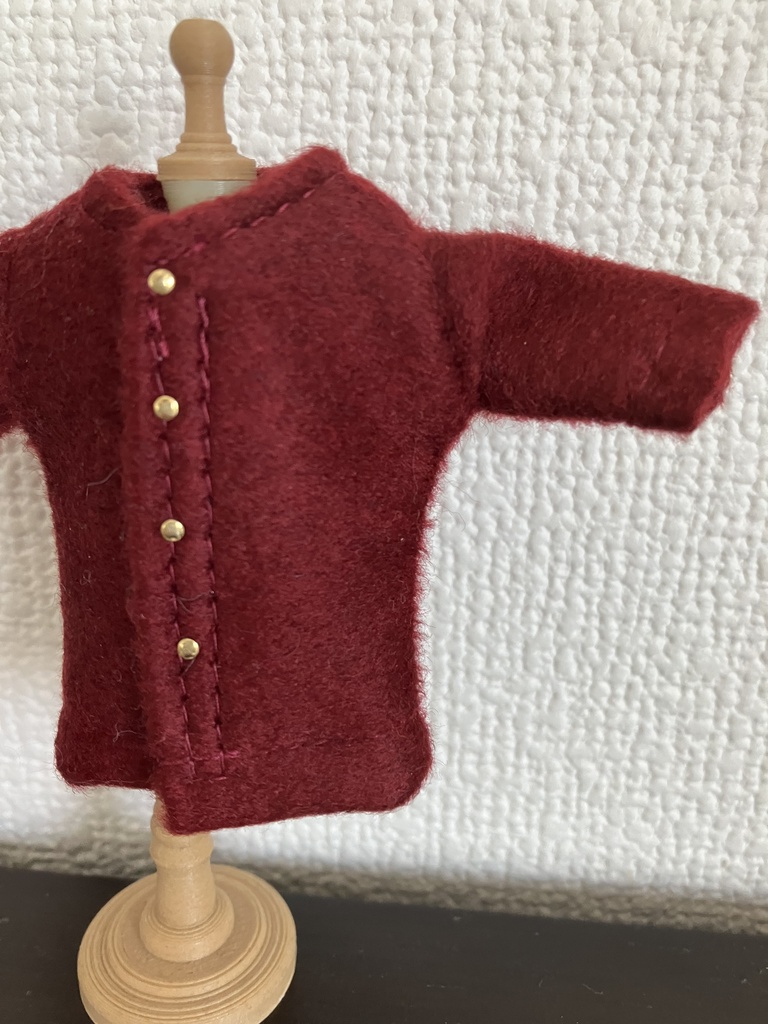 オビツ11  woolのコート　ワインレッド