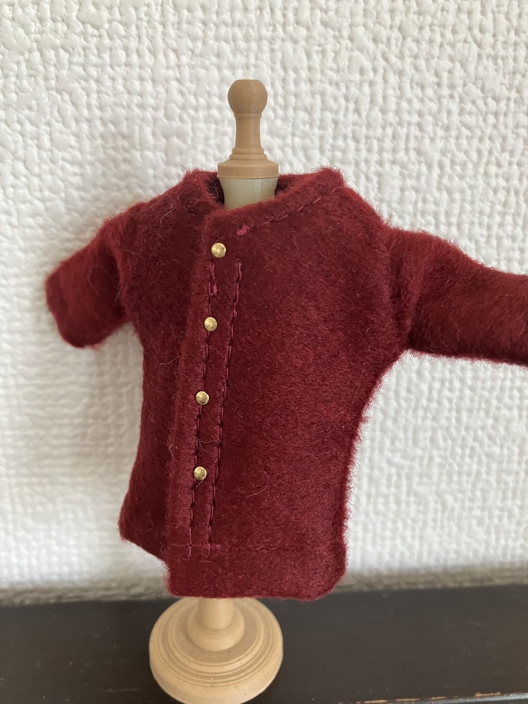 オビツ11  woolのコート　ワインレッド
