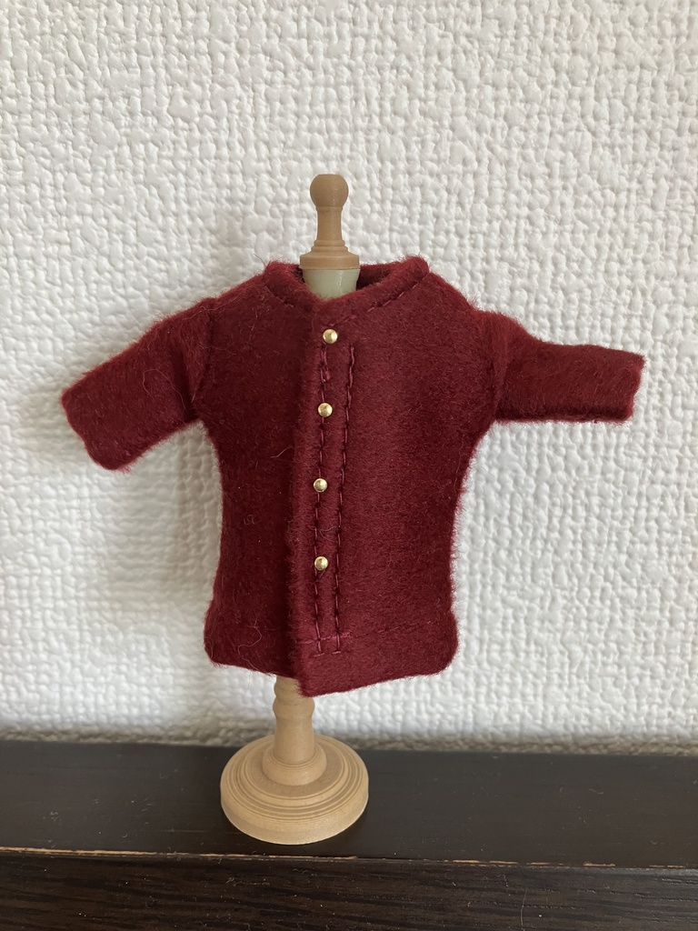 オビツ11  woolのコート　ワインレッド