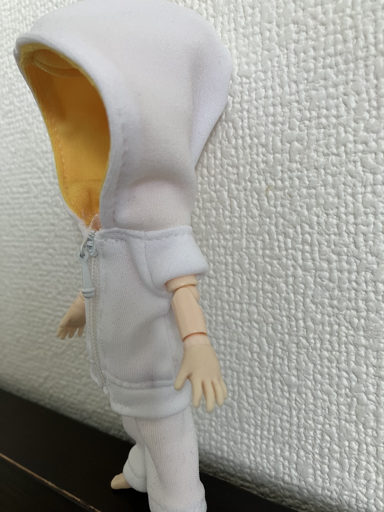オビツ11  半袖パーカー　white×yellow