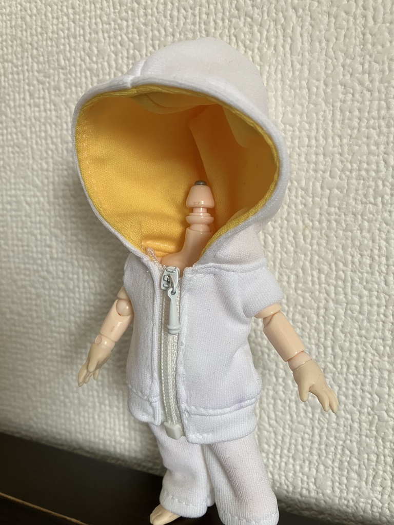 オビツ11  半袖パーカー　white×yellow