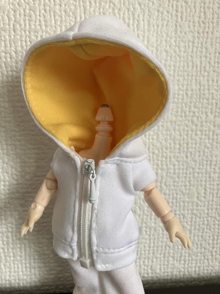 オビツ11  半袖パーカー　white×yellow
