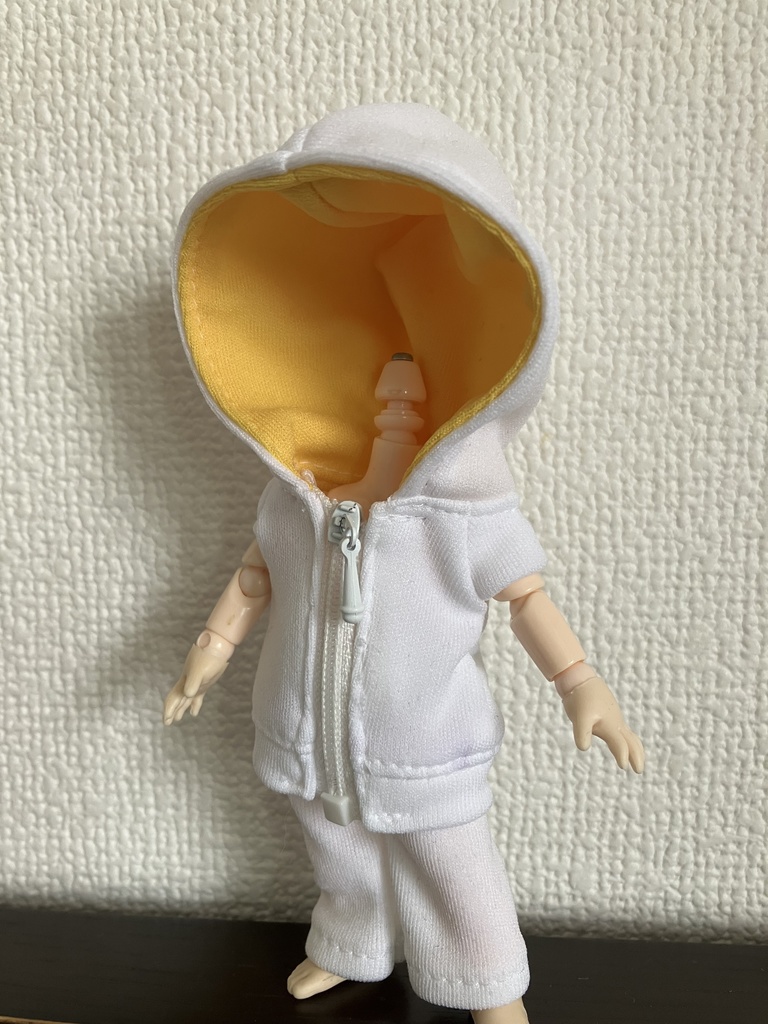 オビツ11  半袖パーカー　white×yellow