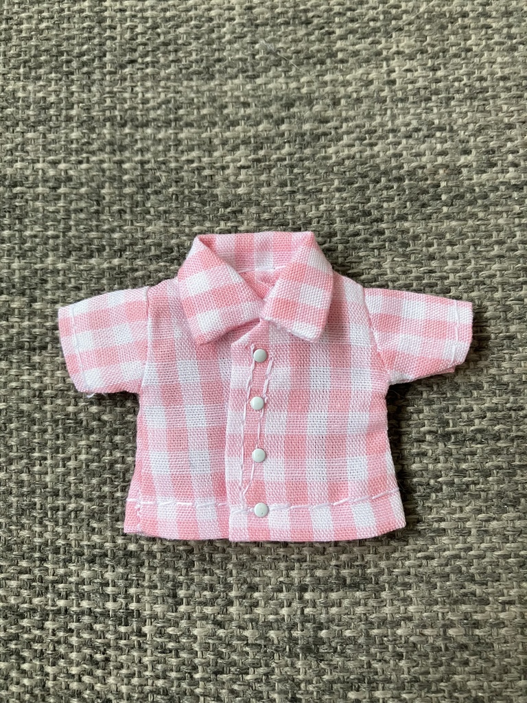 オビツ11  半袖シャツ　ギンガムチェック　pink
