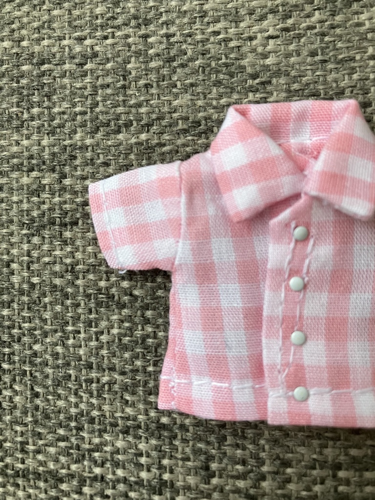 オビツ11  半袖シャツ　ギンガムチェック　pink