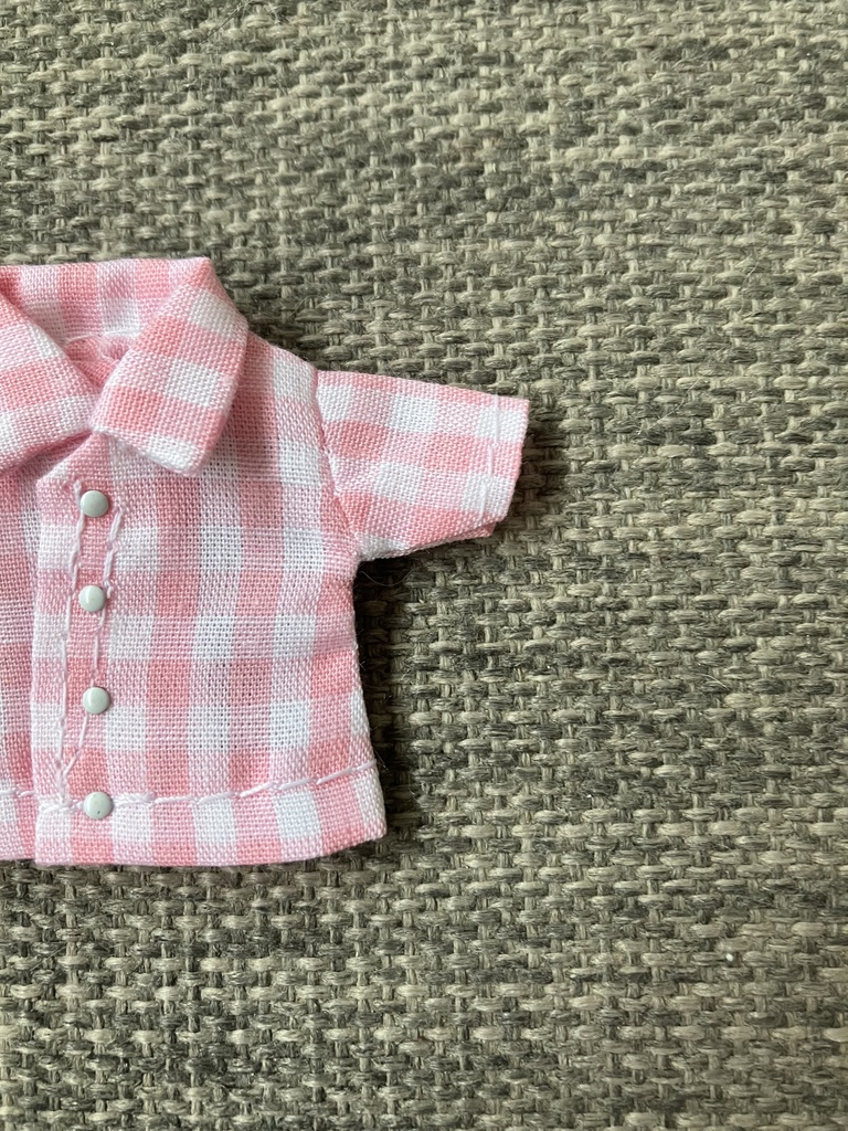 オビツ11  半袖シャツ　ギンガムチェック　pink