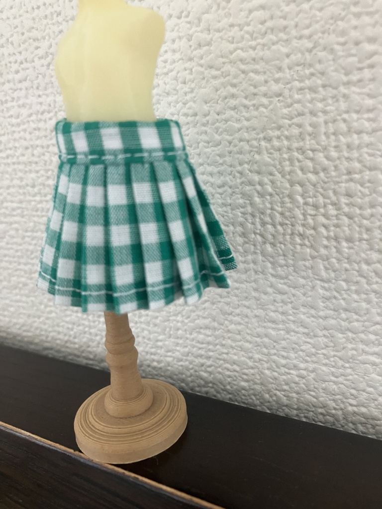 オビツ11  ギンガムチェックのプリーツスカート　green