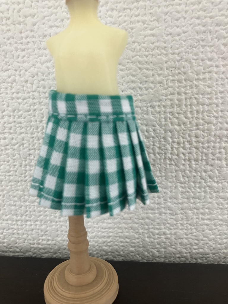 オビツ11  ギンガムチェックのプリーツスカート　green