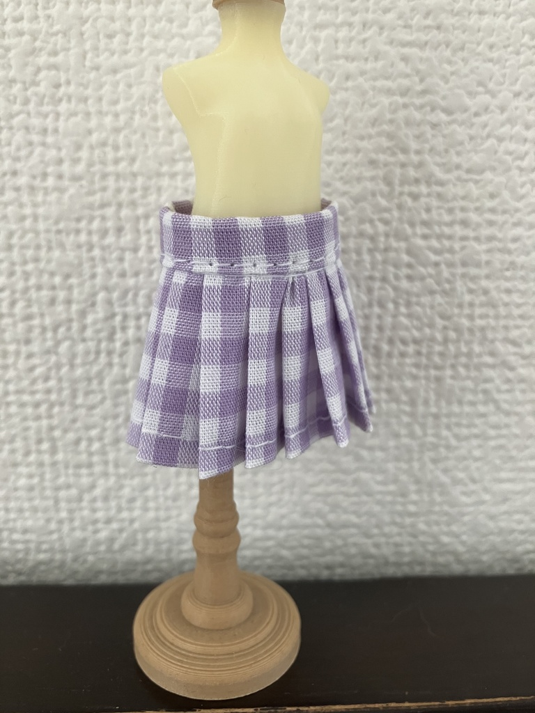 オビツ11  ギンガムチェックのプリーツスカート　purple