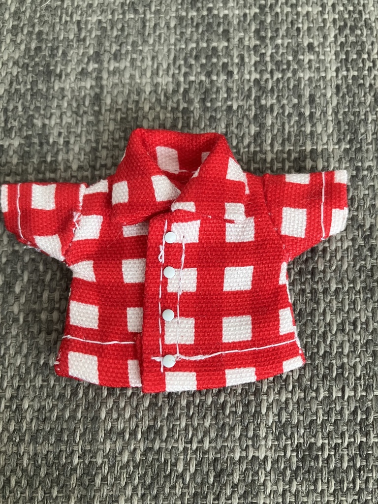 オビツ11  半袖シャツ　チェック　赤