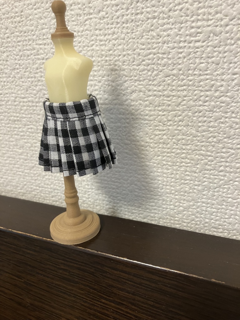 オビツ11  プリーツスカート　チェック　black