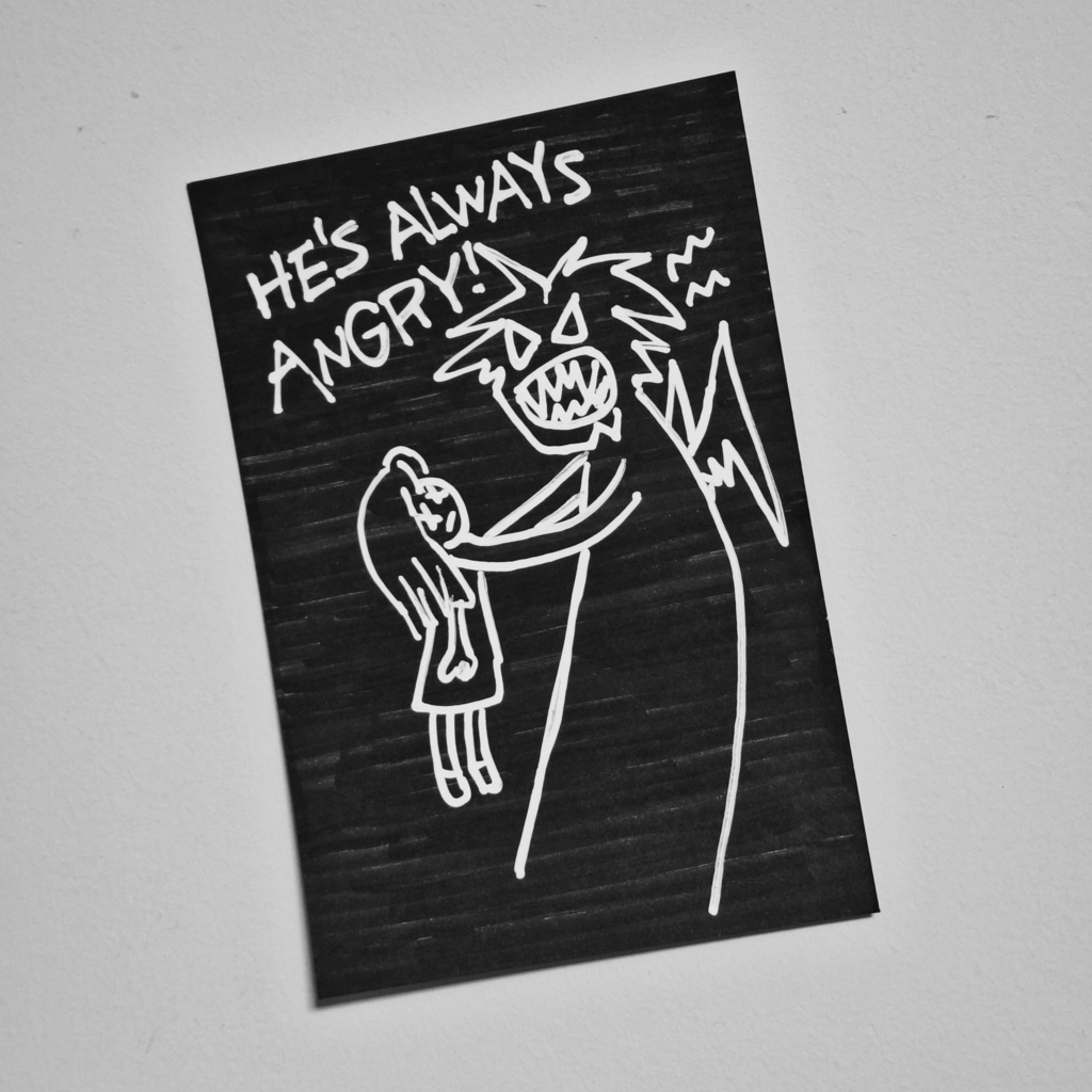 海外の子供のらくがき(風のハガキサイズ原画)