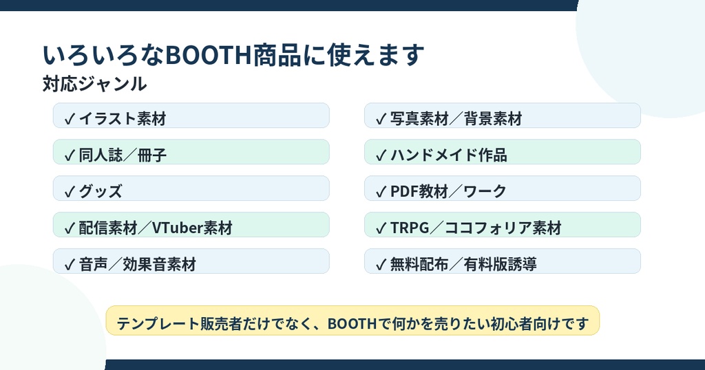 BOOTH初心者向け販売準備テンプレート集|ジャンル別商品説明・告知文・注意事項・チェックリスト付き